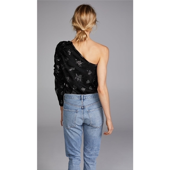 Rebecca Taylor One Shoulder Glitter Top size 6 - Picture 2 of 8